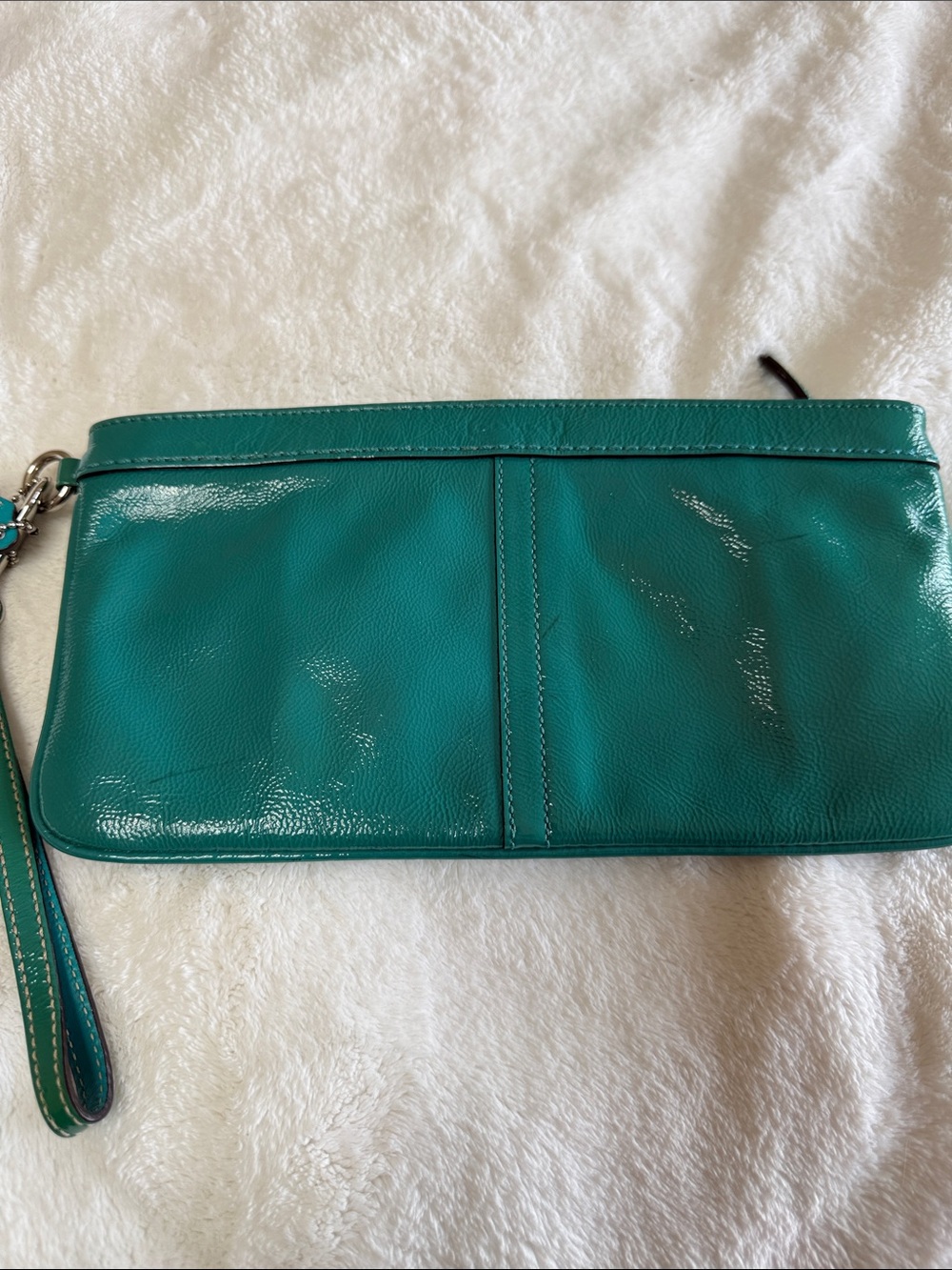 Coach Crinkled Patent Leather Large Wristlet in teal 2008 - Picture 6 of 6